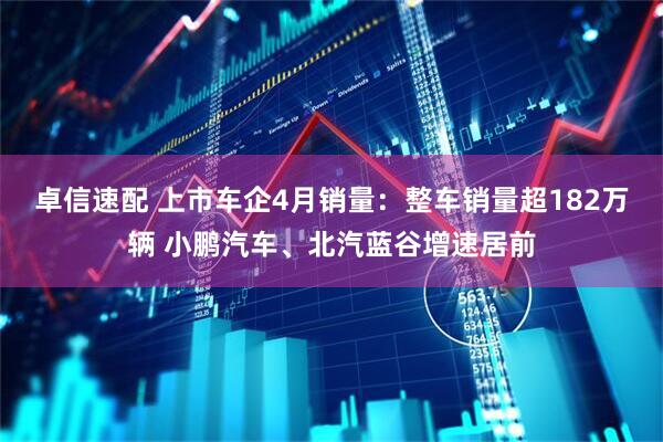 卓信速配 上市车企4月销量：整车销量超182万辆 小鹏汽车、北汽蓝谷增速居前